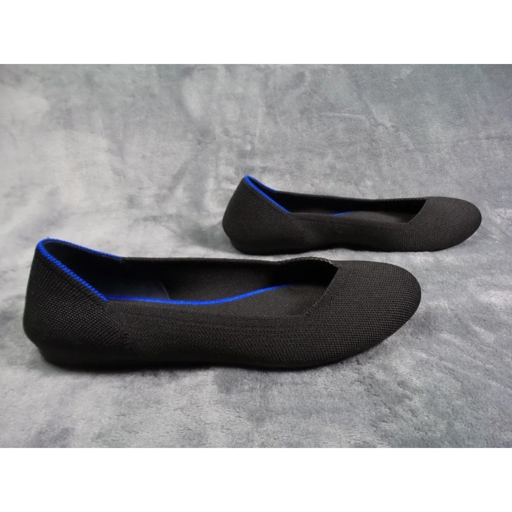 Rothys The Flat Shoes Womens Size 9.5 Black Slip-On Classic Flats Knit Round Toe